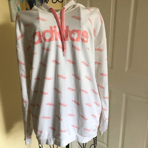 2x HOST PICK🎉ADIDAS ALL OVER LOGO HOODIE 2 SIDE POCKETS GENTLY USED CONDITION Sm - Picture 4 of 14